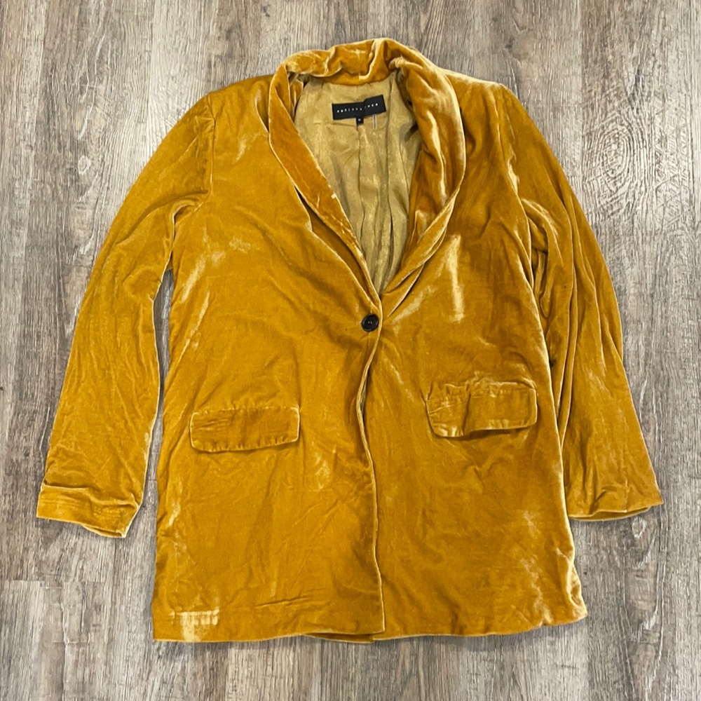 Endless Rose Mustard Velvet Blazer